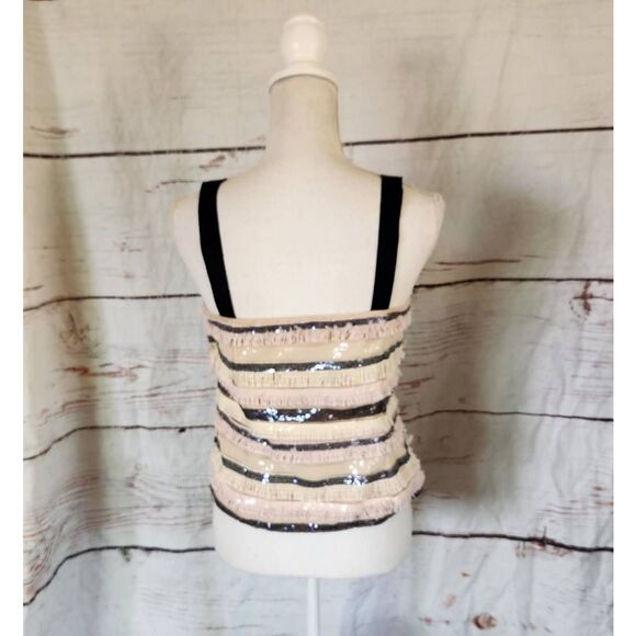 Lafayette 148 Sequin and Fringe Convertible Strap Top Size 4 - Picture 2 of 6